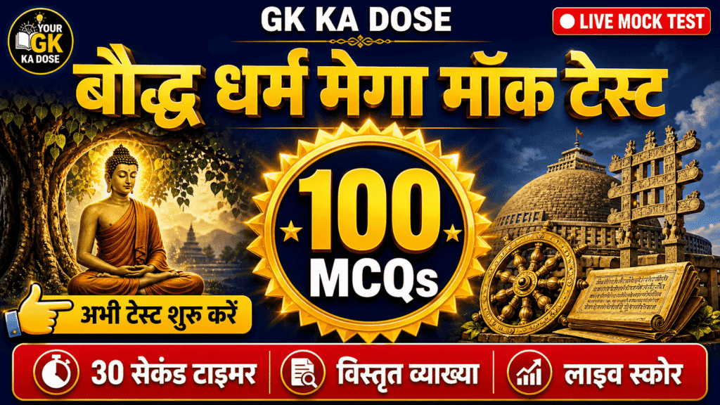 Bauddh Dharm Mock Test – 100 Important MCQs in Hindi | प्राचीन भारत बौद्ध धर्म मॉक टेस्ट