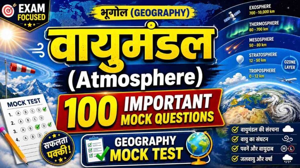 atmosphere mock test – Atmosphere Geography Mock Test with 100 Important MCQ Questions, Layers of Atmosphere, Ozone Layer and Climate Questions
