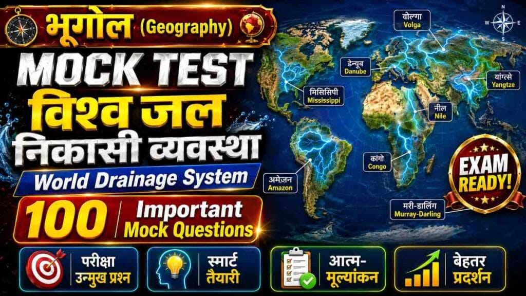 world drainage system mock test with 100 important MCQ questions on World Drainage System Geography